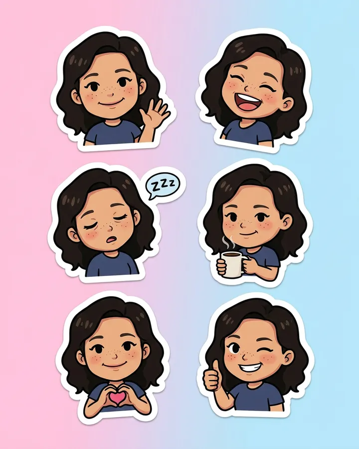 Example frame from the "Chibi sticker sheet" AI trend