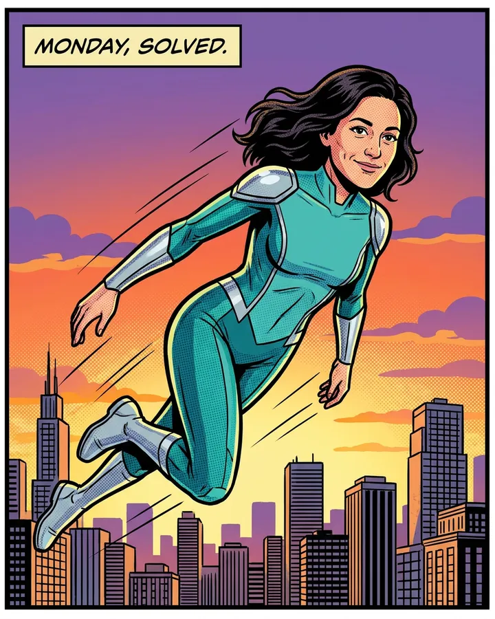 Example frame from the "Your comic book origin story" AI trend
