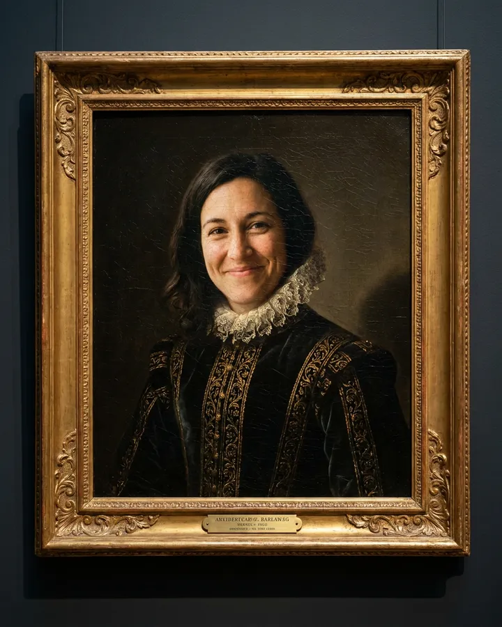 Example frame from the "Renaissance oil portrait" AI trend