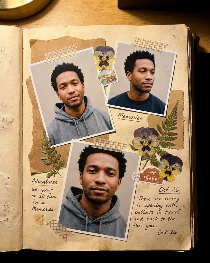 Example frame from the "Scrapbook journal page" AI trend