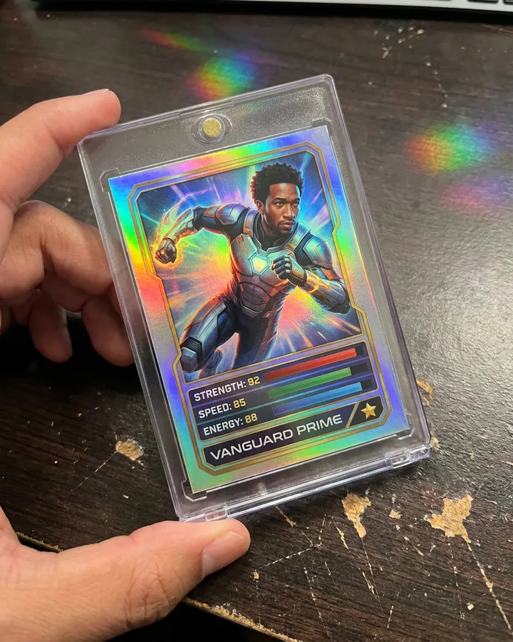Example frame from the "Your own rare trading card" AI trend