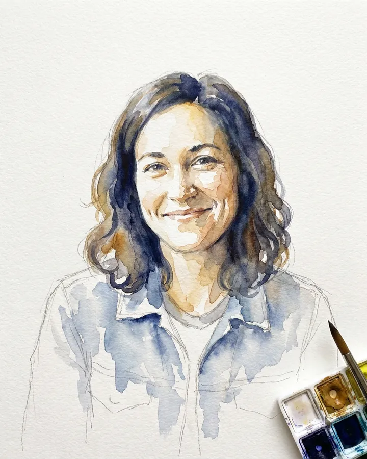 Example frame from the "Watercolor portrait" AI trend