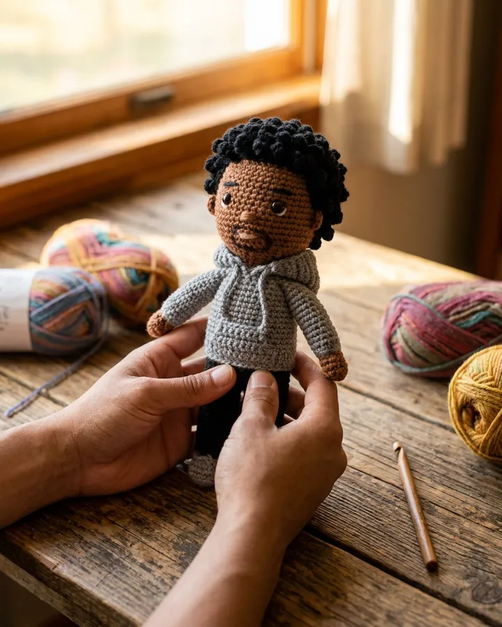 Example frame from the "Crochet doll of you" AI trend
